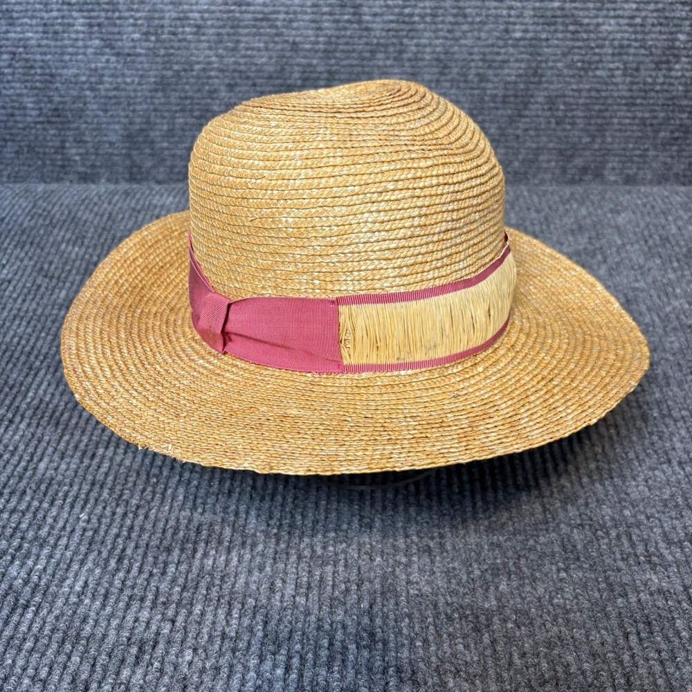 Borsalino Made in Italy Straw Fedora Hat Large Raffia Wide Brim Designer Womens - Picture 2 of 10